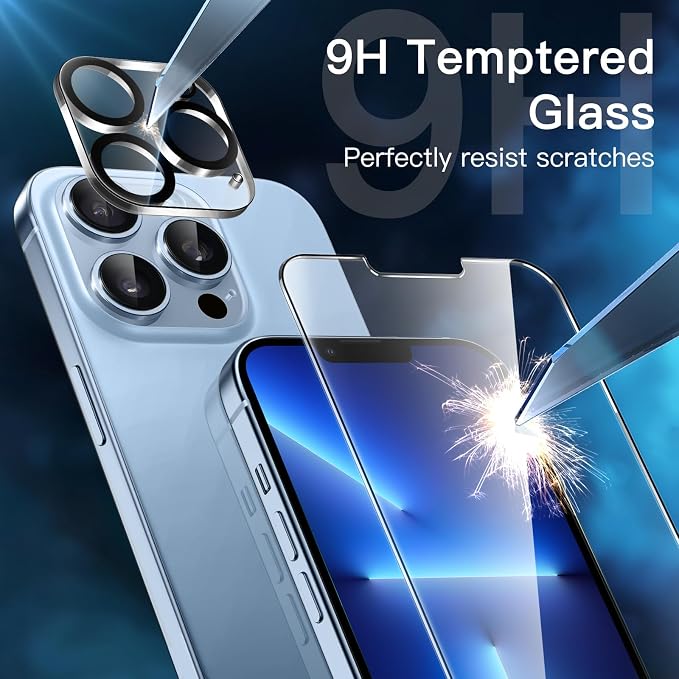 JETech Screen Protector for iPhone 13 Pro, 2+2 Pack | with Camera Lens Protector, HD Clear Tempered Glass, Anti-Scratch Protection, Easy Installation Tool - Image 5