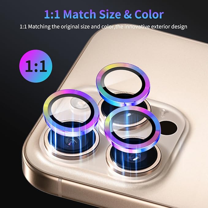 Camera Lens Protector for iPhone 16 Pro/iPhone 16 Pro Max,1 Pack | Tempered Metal Glass Camera Cover, HD Clear Anti-Scratch Lens Screen Protector Film,Case Friendly,Colorful Titanium - Image 5