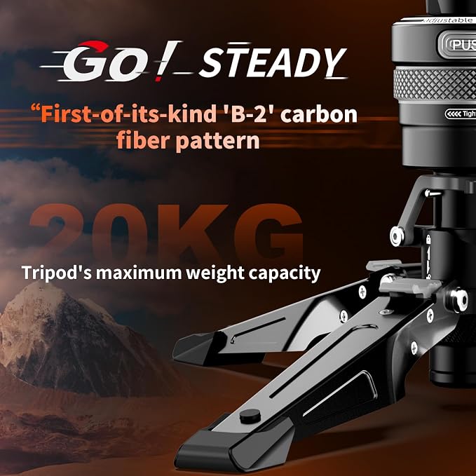 One-Click Lifting Carbon Fiber Monopod, 69‘’ Camera Monopod with Feet, Lightweight Travel Tripod with Quick Release Plate for Camera, DSLR, Camcorder, Max Load 22lbs/10kg (M1ProV5) - Image 9