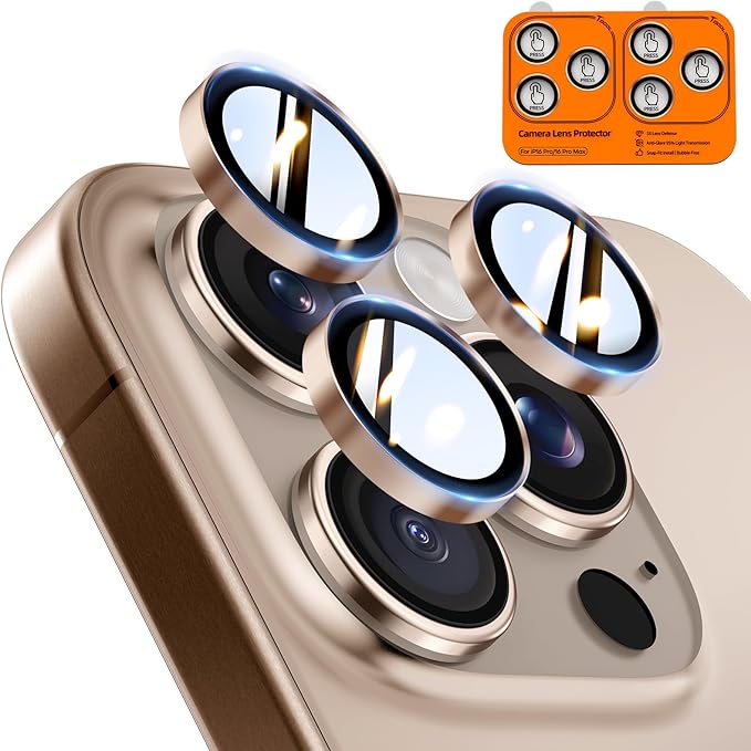 TOCOL for iPhone 16 Pro Max Camera Lens Protector/iPhone 16 Pro Camera Lens Protector Tempered Glass HD Individual Scratch Resistant Cover Accessories Case Friendly 2 Pack（Rose Gold） by TOCOL