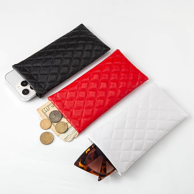 TRIUMPH VISION Eyeglass Case Glasses Case Soft Sunglass Pouch Sleeve 3 Pack | Slim Lightweight Alternative to Bulky Case, Leather Lined Protect Lens, Squeeze Easy to Use, Stylish Portable for Daily Use - Image 5