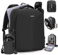 RAINSMORE Camera Backpack Hard Shell for DSLR/SLR Waterproof Camera Bag with Laptop Compartment 15.6 Inch Professional Camera Case with Rain Cover Photography Backpack Bag with Camera Lens Case Black by RAINSMORE