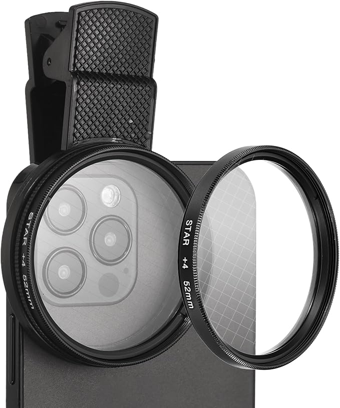 PATIKIL 52mm Phone Camera Lens, Clip-On 4 Point Star Filter Circular Polarizing Lens for Most Smart Phones and DSLR Cameras, Black by PATIKIL