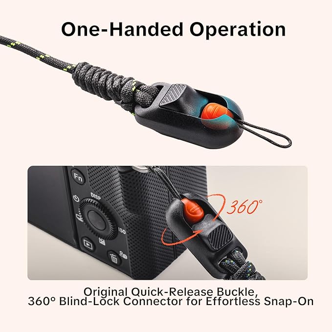 PGYTECH Adjustable Camera Shoulder Strap Slim Trendy Style, Quick Release | Braided Rope Camera Strap Holds 66.1lb, Neck Strap for Compact Camera/Mirrorless/Phone for Young Photographer, Twilight Black - Image 4