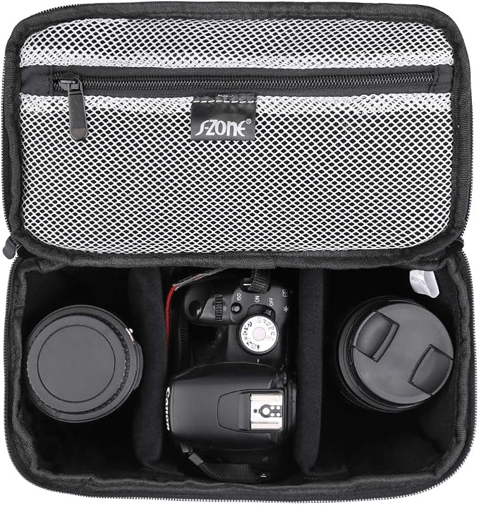 S-ZONE Padded Folding Camera Bag for DSLR SLR Camera TLR Sony Canon Nikon or Flash | Raindrop Proof, Fits in a Backpack, Suitable for Sony Canon Nikon or Flash - Image 2
