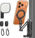 OMOTON TP02-Pro-CK Magnetic Phone Holder Kit with Fill Light & 2 Remotes | Arca-type Base with a 1/4" Screw Hole, 3 Color Temperatures ,10-level adjustable brightness, USB-C Charging, for iPhone 12-17 by OMOTON