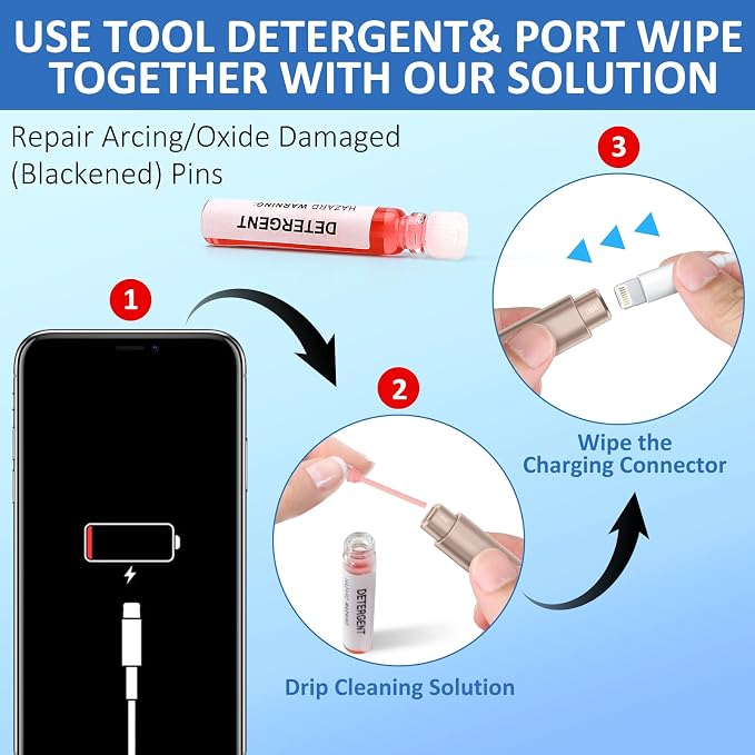 iPhone Cleaning Kit for Charging Port Cleaner AirPod Phone, Desert Titanium | Multi-Tool, iPhone Cleaner, Repair Lightning Cable USB C Speaker Charger iPad Connector, Compact Portable, with Storage Case - Image 6