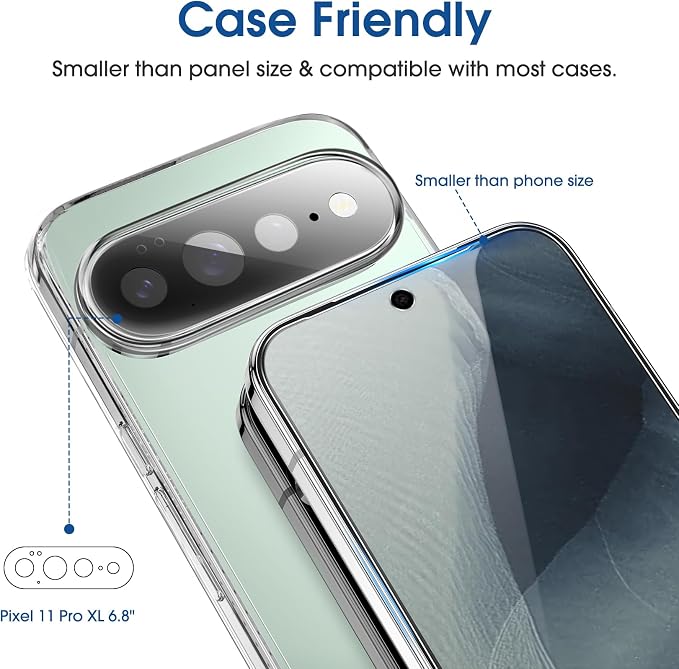 amFilm OneTouch for Google Pixel 11 Pro XL Screen Protector Tempered Glass | 6.8” Auto-Alignment, 30s Install, Bubble Free, Scratch & Drop Protection, HD, Camera Lens Protector[2+2 Pack] (11PXL-6.8'') - Image 7