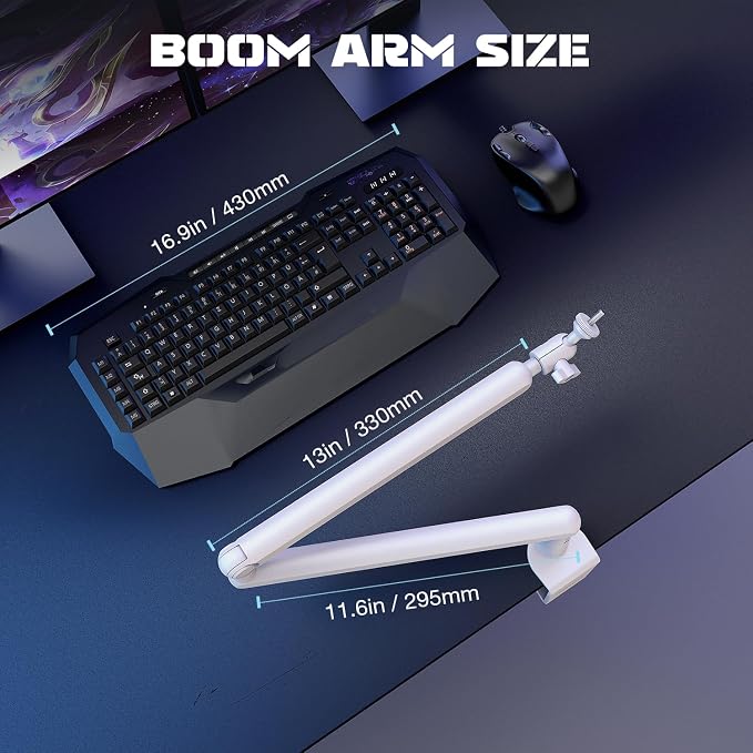 FIFINE BM88W Low Profile Mic Boom Arm for Podcast Recording Streaming | Metal Microphone Arm Stand, Desk Mount, Cable Channels Management, for Gaming Home Office Studio - Image 7