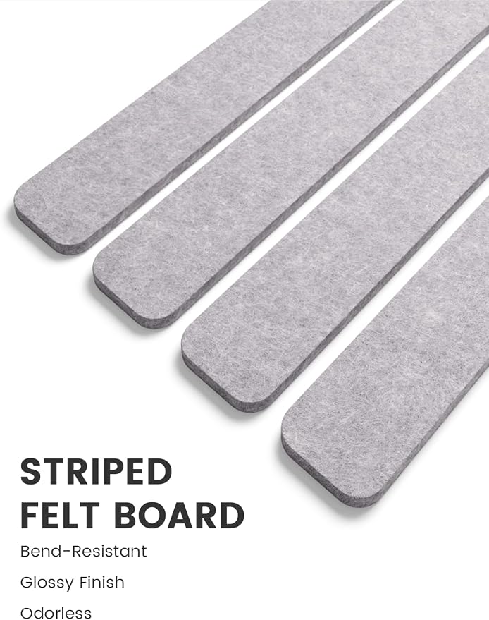 Fluxynara 13" x 2" Felt Wall Panels, Soft Gray | 8-Pack Includes 50 Push Pins and Adhesive Tabs for Photos, Notes and Decor in Bedroom Doors, Home Office or Studios - Image 3