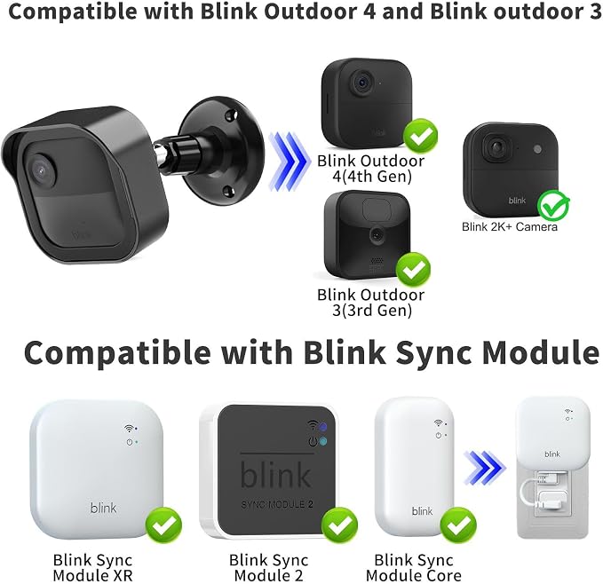 Blink Outdoor Camera Mount,360°Swivel Mount for Blink Outdoor 4/2K+ Camera | 2Pack Weatherproof Housing Covers, Wall Mount for Blink Home Security System, Blink Sync Module Mount, Black - Image 2