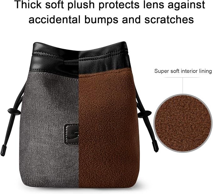 S-ZONE Soft Camera Bag DSLR Insert Handbag Drawstring Lens Case | Water-resistant Canvas, Drawstring Closure, Dust-proof, Scratch-resistant, Compatible with Canon Nikon Sony - Image 6