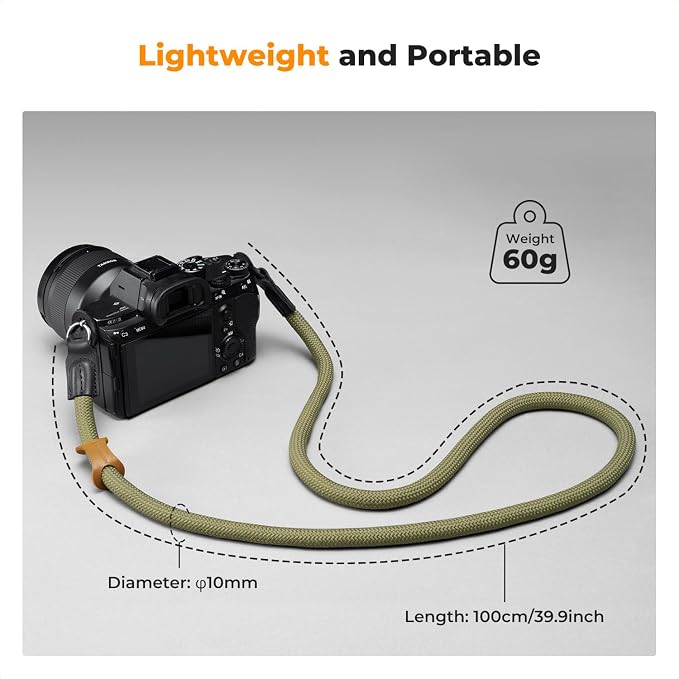 K&F CONCEPT Camera Neck Strap,100cm Camera Shoulder Strap | Nylon Rope, with O-ring for DSLR Camera, for Street Photography, BJ01 - Image 4