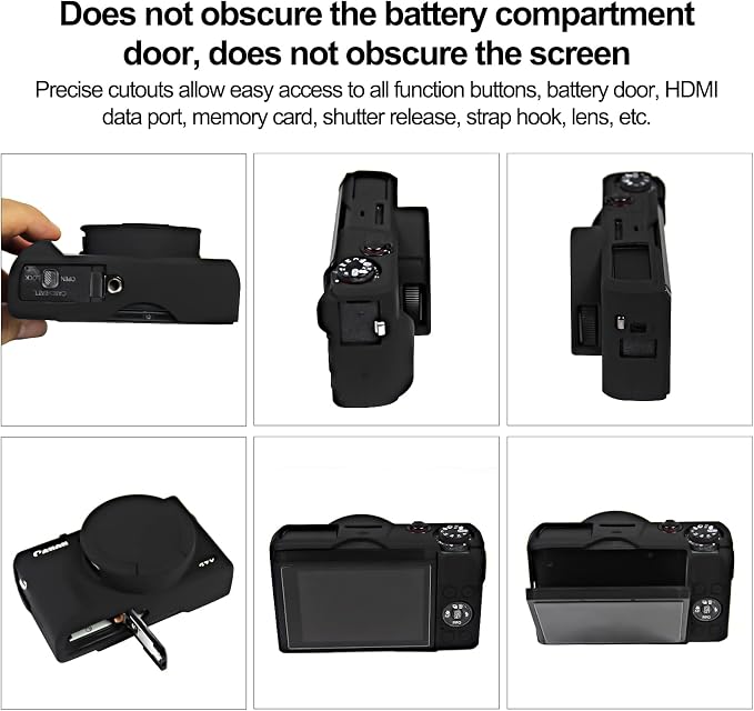 Easy Hood Camera Case Cover for Canon Powershot G7X Mark III Camera(Black) | With Removable Lens Cover,Soft Silicone Protective Case,Anti-Scratch,Slim Fit,Enhanced Grip,Lightweight Camera Accessories - Image 5