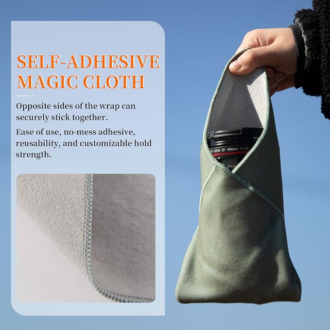 Self-Adhesive Camera and Lens Protective Wrap, Green, 13.8 x 13.8 in | Soft Wrap Protects Cameras, Lenses, Phones and Gear from Scratches and Bumps in Storage, Camera Bags or on the Go - Image 2