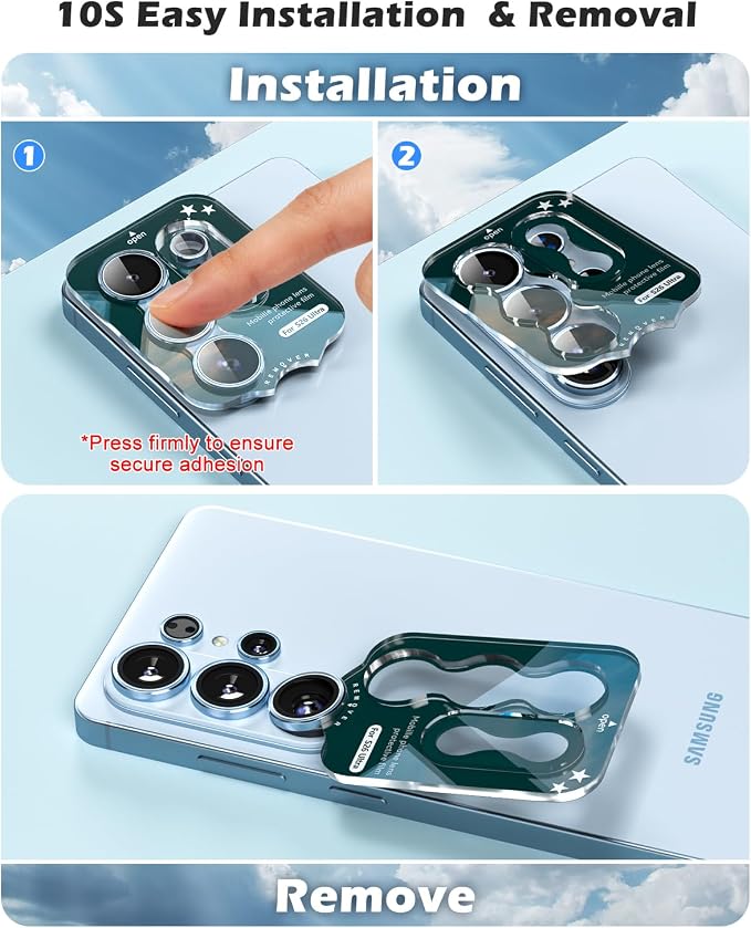 CloudValley for Samsung Galaxy S26 Ultra Camera Lens Protector | 9H Tempered Glass + Aluminum Alloy Lens Protective Ring Ultra-HD Individual Lens Cover,Blue - Image 7
