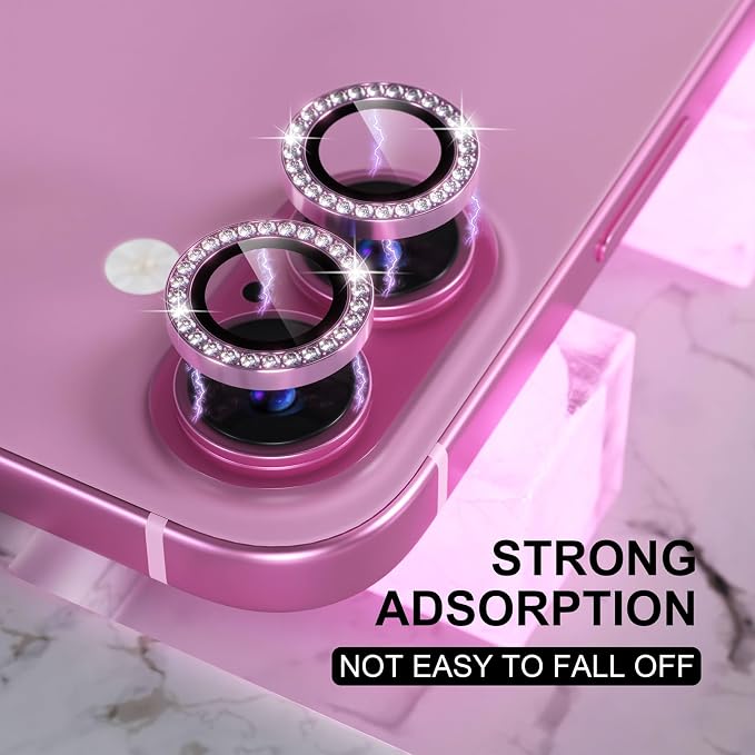 Choiche for iPhone 16/16 Plus Camera Lens Protector Bling, Diamond-Pink | Ultra HD, 9H Tempered Glass Camera Cover Screen Protector Metal Individual Ring Decoration Accessories, 2-Lens, 6.1/6.7-inch - Image 6