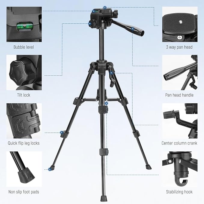 NEEWER Entry Level Version TP52 Mini Desk Phone Tripod Camera Webcam Stand | Compatible with iPhone for Video Recording, Small Compact Table Top DSLR Camcorder Stand, 3 Way Pan Tilt Head, Phone Holder - Image 7