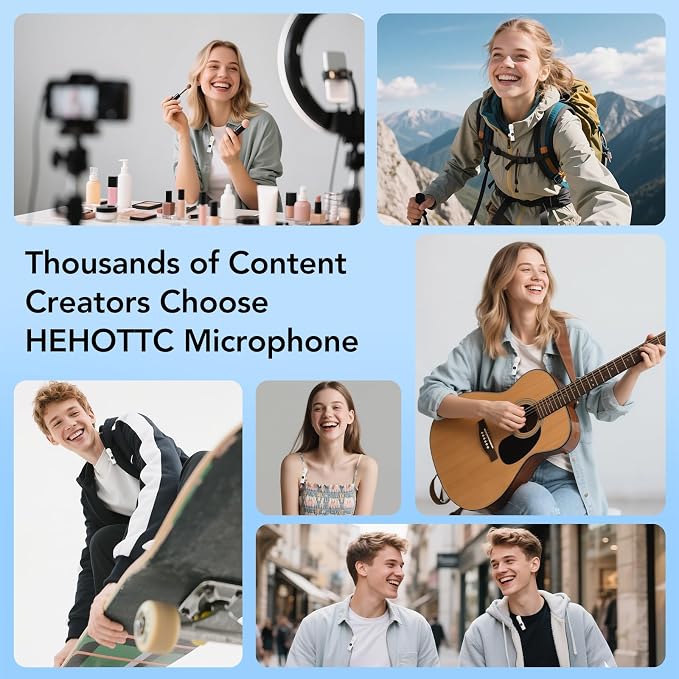 HEHOTTC Mini Wireless Lavalier Microphone for iPhone, iPad, Android Phone - 2in1 Microfono Lapel Bluetooth Mic for Recording, Clip on Omni Lav Mic for Video Recording, Tiktok, YouTube, Vlog - Image 9