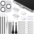 Tellegloww 22 Pcs Phone Cleaning and Protection Kit compatible with 17 Pro/17 Pro Max, Speaker Dust Mesh, Type C Port Cover, Camera Lens Protector, Camera Button Cover, Brushes and Tools Set (Sliver) by Tellegloww
