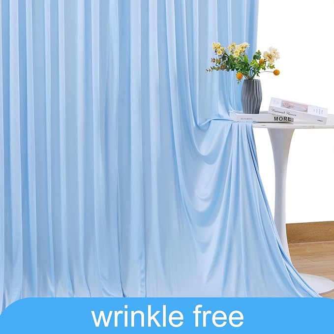 10 Panels Baby Blue Backdrop Curtain for Baby Shower Parties Wrinkle Free Light Blue Curtains Backdrop Drapes Fabric Decoration for Birthday Party Photography 50ft x 10ft - Image 6