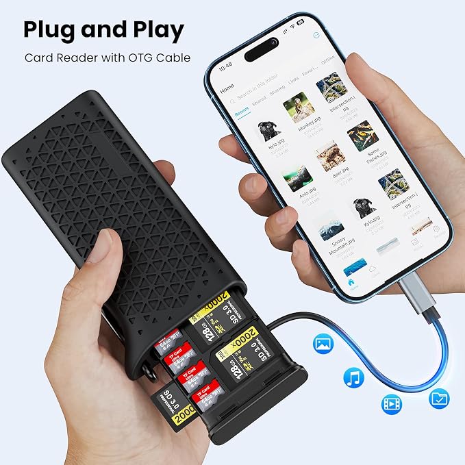 CFexpress Type B Card Reader with Memory Card Storage Case, USB-C 10Gbps High-Speed Reader, Protective Silicone Shell, Portable All-in-One Organizer for Photographers & Videographers - Image 7