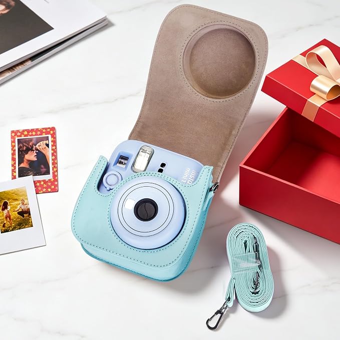 Phetium Mini 13 Camera Case for Fujifilm Instax Mini 13 12 Camera-Green | Mini Camera Protective Case,PU Leather Bag,Photo Storage Pocket,Adjustable Shoulder Strap,Magnetic Flip - Image 6