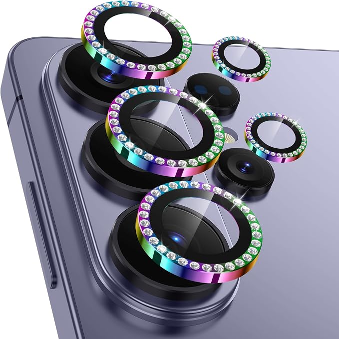 Meshine for Samsung Galaxy S26 Ultra Camera Lens Protector,Scratch Proof,Strong Adsorption,9H Hardness with Metal Ring Camera Cover,Ultra Thin Case Friendly, Accessories Lens Protector,Shiny Colorful by Meshine