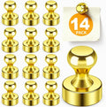 FINDMAG Fridge Magnets, Refrigerator Magnets for Pictures, 14 Pack, Gold | White Board Magnets for Photos on Refrigerator, Kitchen and Locker, Accessories Decorative, Strong Magnetic Hold by FINDMAG