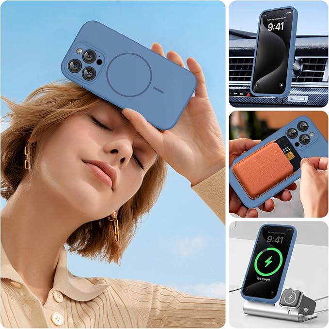 Miracase Magnetic for iPhone 15 Pro Case, Silicone, Soft Microfiber Lining - Image 6