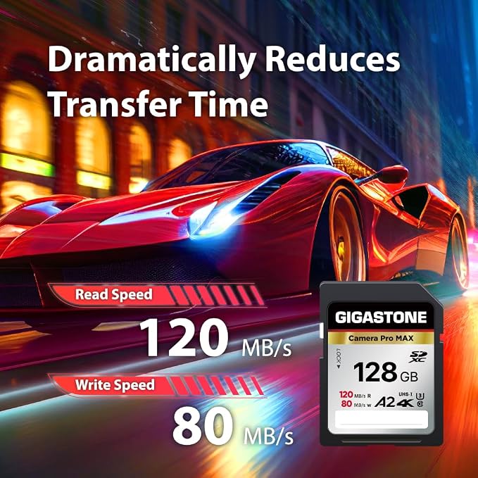 【5-Years Data Recovery】GIGASTONE 128GB SD Card 2-Pack 4K Camera Pro MAX, UHS-I A2 4K SDXC Memory Card High Speed 4K UHD Video Speed up to 160MB/s Compatible with Kodak Digital Camera with 2 Mini cases - Image 3
