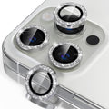 Misea Compatible for iPhone 16 Pro/iPhone 16 Pro Max Camera Lens Protector | 9H Tempered Glass Ultra HD Bling Camera Screen Protector Cover Metal Individual Ring Decoration Accessories, Silver Glitter by Misea