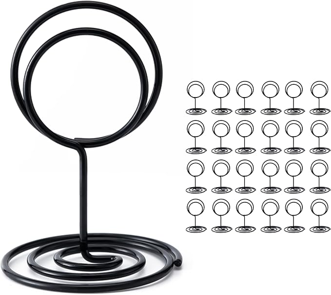 Table Number Holders, 26PCS Place Card Holder, Photo Holder (2" Black) | Picture Holder, Cards Stand Name Menu Clips, Small Size Table Sign Card Holder for Centerpieces Wedding Birthday Party by Hoewina