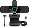 Pro HD 1080p/30fps Webcam with Tripod, External USB-C Camera for PC/Laptop | Dual noise-cancelling mics | Auto-focus | Wide-angle | Low-light correction | 360° rotation | CMOS sensor | Plug and Play by RUWBY