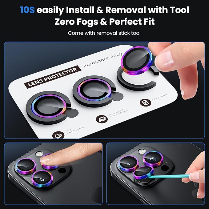 WSKEN for iPhone 16 Pro/iPhone 16 Pro Max Camera Lens Protector | Original Shooting Mode, Individual Metal Cover Film, Shatterproof HD Tempered Glass Camera Screen Protector, Colorful - Image 6