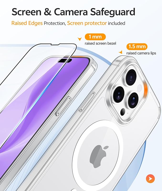 FNTCASE for iPhone 14 Pro Max Case, Fit for Magsafe, Glass Screen Protector | Anti Yellowing, Magnetic Phone Cases, 14FT Military Grade Drop Protection, Slim Shockproof Protective Cover, Clear - Image 4