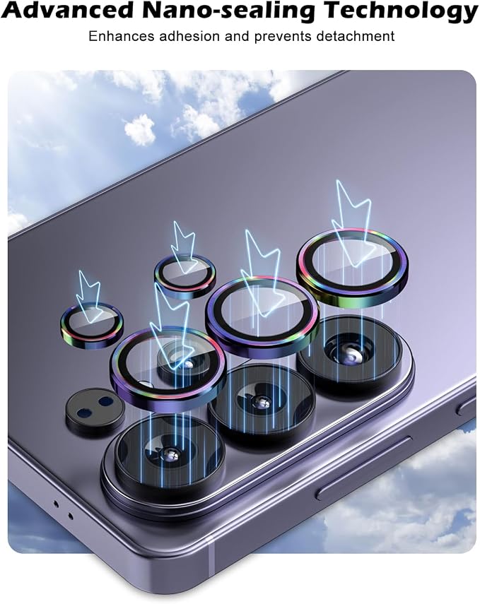 CloudValley for Samsung Galaxy S26 Ultra Camera Lens Protector | 9H Tempered Glass + Aluminum Alloy Lens Protective Ring Ultra-HD Individual Lens Cover,Colorful - Image 5