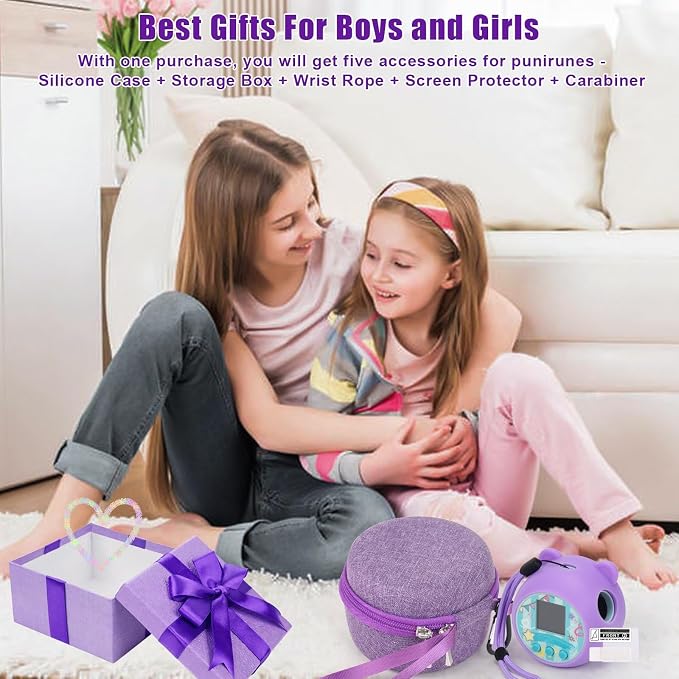 YouKnow Travel Case and Silicone Cover Compatible with Punirunes Interactive Toy Digital Pet, with Full Coverage PET Clear Film (Silicone and Carrying Case) (Purple) - Image 7