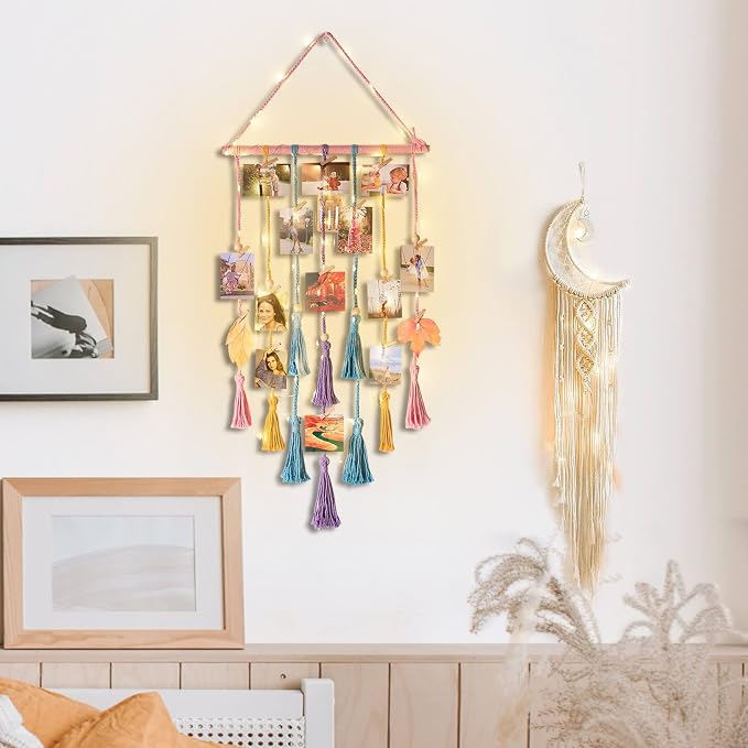 Homecor Gifts for Teenage Girls, Hanging Photo Display & Moon Dream Catchers, Christmas Teen Girls Gifts Ideas Ages 10 11 12 13 14 Years Old, Macrame Wall Decor Boho Bedroom Dorm Aesthetic Room Decor - Image 6
