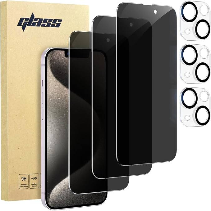 3 Pack Privacy Screen Protector for iPhone 13 +3 Pack Camera Lens Protector with Tempered Glass,Sensitive Touch and Screen Protection by SpiralScgv