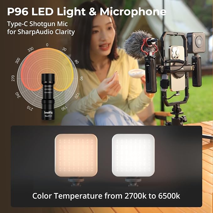 SmallRig Pro Phone Stabilizer Video Rig Kit, All-in-One Creator Bundle with LED Light, Mic,Table Tripod, Dual Handles for Live Streaming, for Creator, for iPhone 17/16/15 Pro, Android - Image 7
