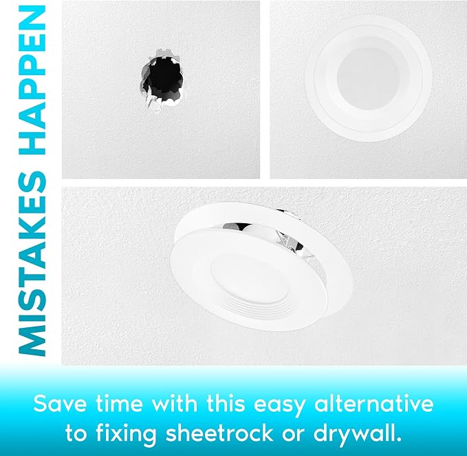 Luxrite 12 Pack White Goof Trim Ring for 5/6 Inch Recessed Lights and Ceiling Light Fixtures, Outer Diameter 8 Inches, Inner Diameter 6.14 Inches, Metal Construction, Cover Damaged or Messy Ceilings - Image 2