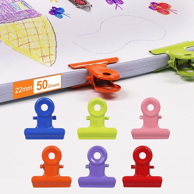 Coideal Colored Bulldog Paper Clips, 30 Pack Small 0.87 Inch Metal Mini Binder Clips Money Clamps for Tags Bags, Shops, Office and Home Kitchen - Image 7