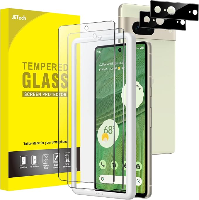 JETech Screen Protector for Google Pixel 7, 2+2 Pack | with Camera Lens Protector, HD Clear Tempered Glass, Anti-Scratch Protection, Easy Installation Tool by JETech