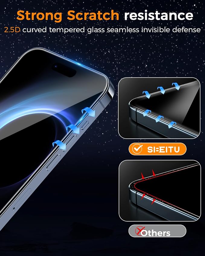 SIBEITU 3+3 Pack Screen Protector for iPhone 13 6.1 Inch Tempered Glass | 3 Pack Screen + 3 Pack Camera Lens Protector, HD Clear 9H Hardness, Scratch Resistant, Sensor Protection, Case Friendly - Image 7