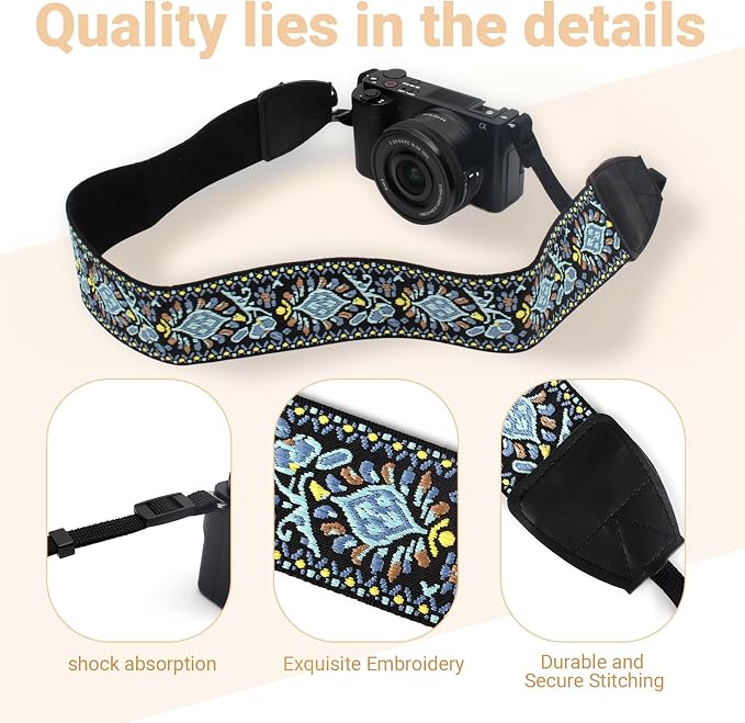 Camera Strap Neck Shoulder Strap with Quick Release Buckles for DSLR SLR - Image 2
