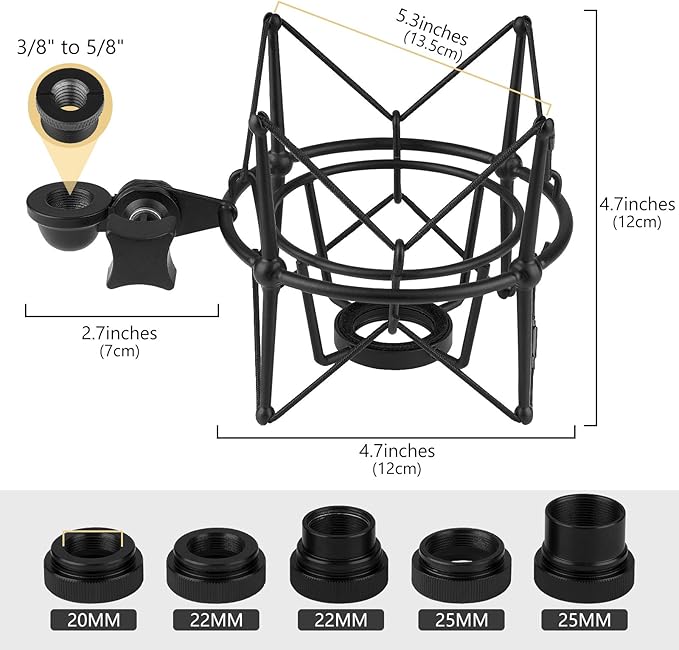 Geekria for Creators Microphone Shock Mount Compatible with AKG P120, P420, P820, Anti-Vibration Suspension Mount, Mic Holder Adapter Clamp (Black / Metal) - Image 2