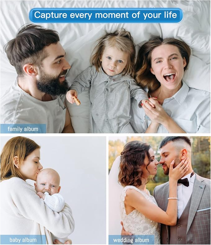 Popotop Photo Album Self Adhesive with Picture Display Window,40 Pages DIY Scrapbooking Supplies Kit for 4x6 8x10 Picture,Linen Cover Memory Book for Baby Wedding, with Scraper and Metallic Pen - Image 7