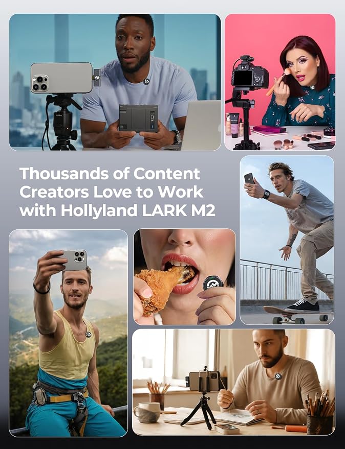 Hollyland Lark M2 Wireless Microphone for iPhone/Camera/Android/PC, 48kHz/24-bit High Fidelity Audio, 300m Range, Noise Cancelling, 40h Use, YouTube, Vlog, Streaming (2TX + 3RX + Charging Case) | Streaming (2TX+3RX+Charging Case), Hours of battery life... - Image 8