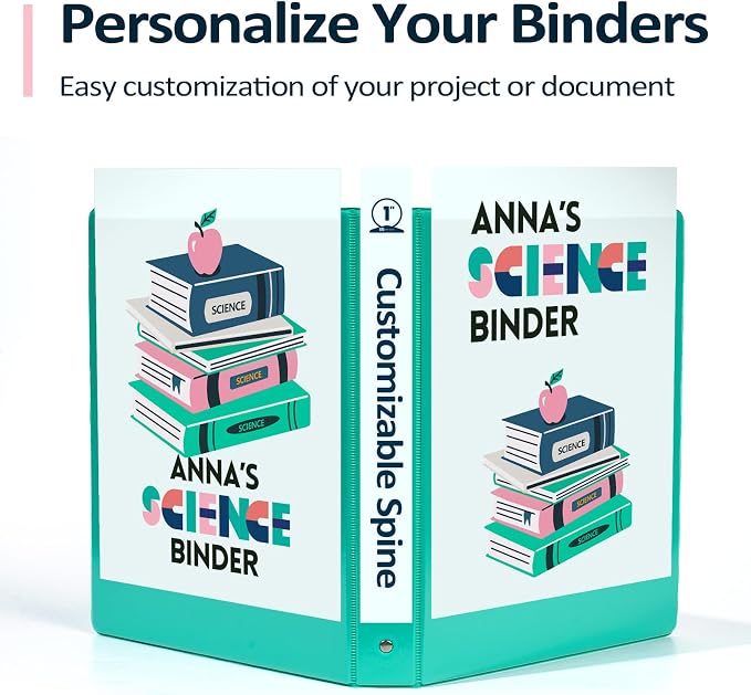 BinderX 3 Ring Binder 1.5 Inch, 1.5" Clear View Binder, Aqua Blue, Letter | Extra Durable, PVC-Free, Customizable, Interior Pockets, 325-Sheet Capacity, Eco-Friendly, Reinforced Hinge, School, Office - Image 5